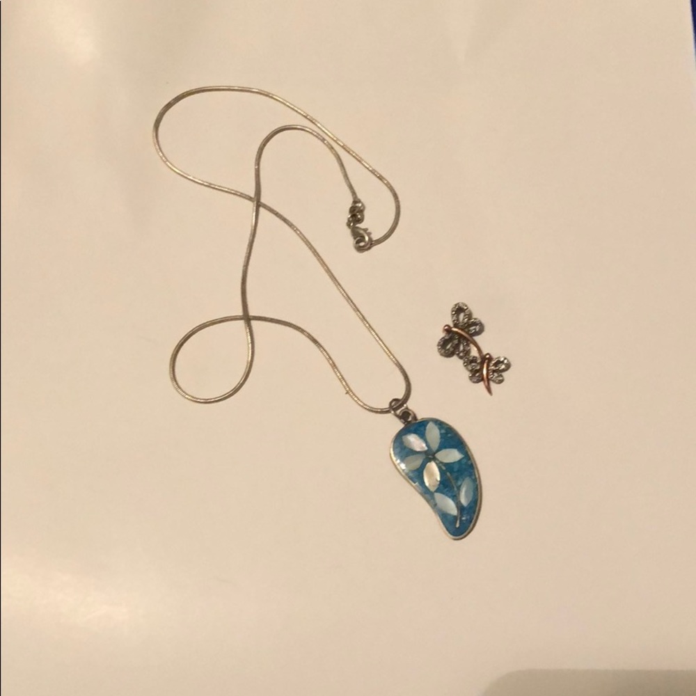 Necklace + gold and diamond butterfly pendant